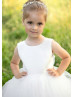 Beaded Shoulders Satin Tulle Classic Flower Girl Dress